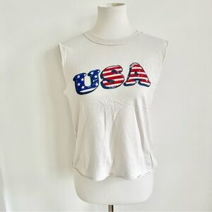 Project Social T Red White Blue USA Graphic Muscle Tee Size X-Small